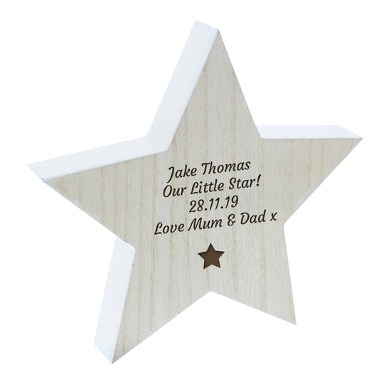 Personalised Star Motif Rustic Wooden Star Decoration - image 2