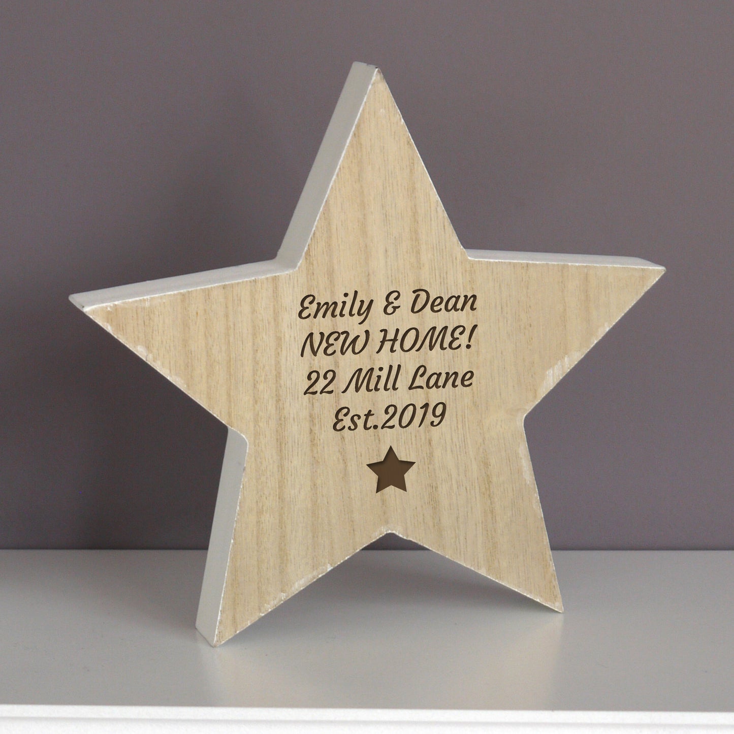 Personalised Star Motif Rustic Wooden Star Decoration - image 4