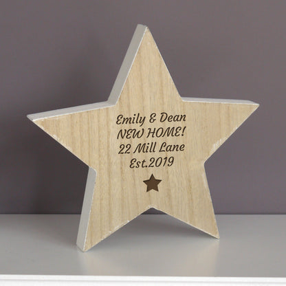 Personalised Star Motif Rustic Wooden Star Decoration - image 4