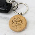 Personalised Moon & Back Wooden Keyring from Heartfelt Gifts