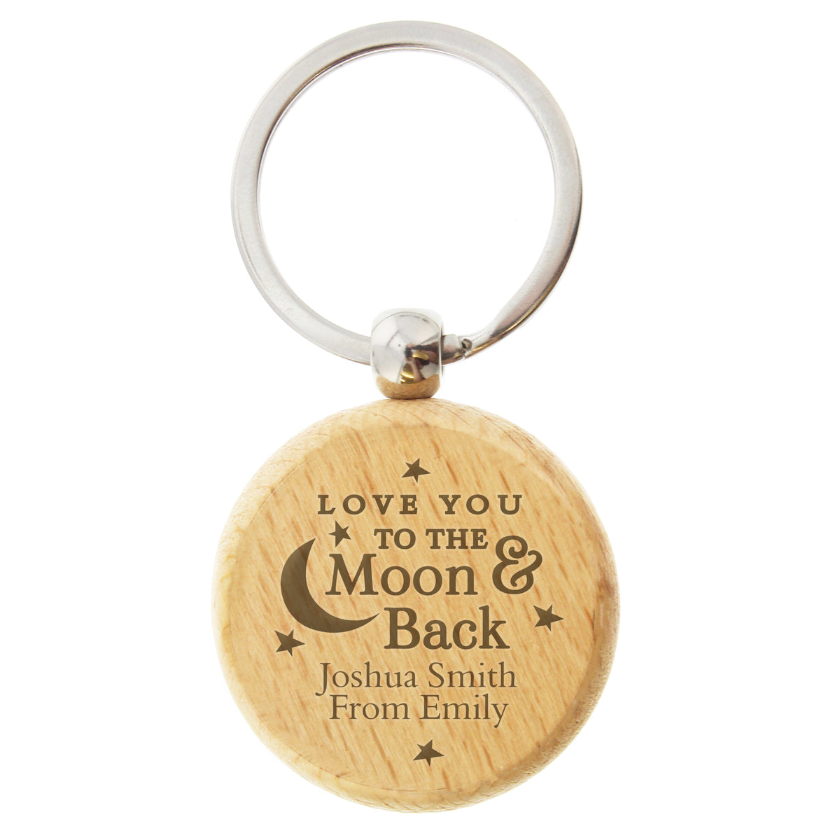 Personalised Moon & Back Wooden Keyring – additional product view 1