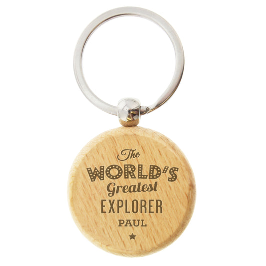 Personalised 'The World's Greatest' Wooden Keyring - image 2