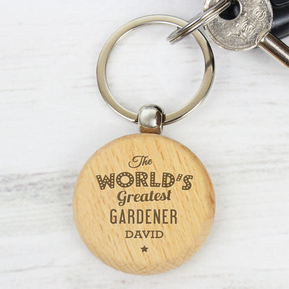 Personalised 'The World's Greatest' Wooden Keyring - image 4