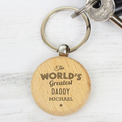 Personalised 'The World's Greatest' Wooden Keyring - image 5