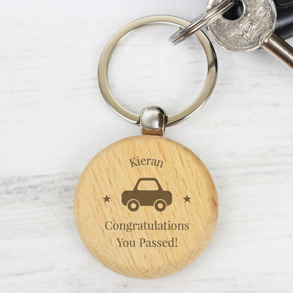Personalised 'Car Motif' Wooden Keyring from Heartfelt Gifts