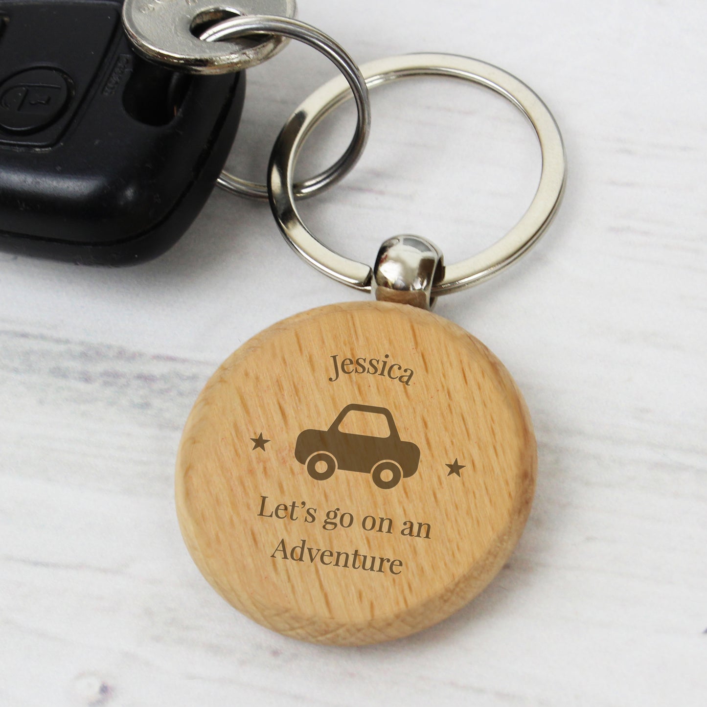 Personalised 'Car Motif' Wooden Keyring - image 6