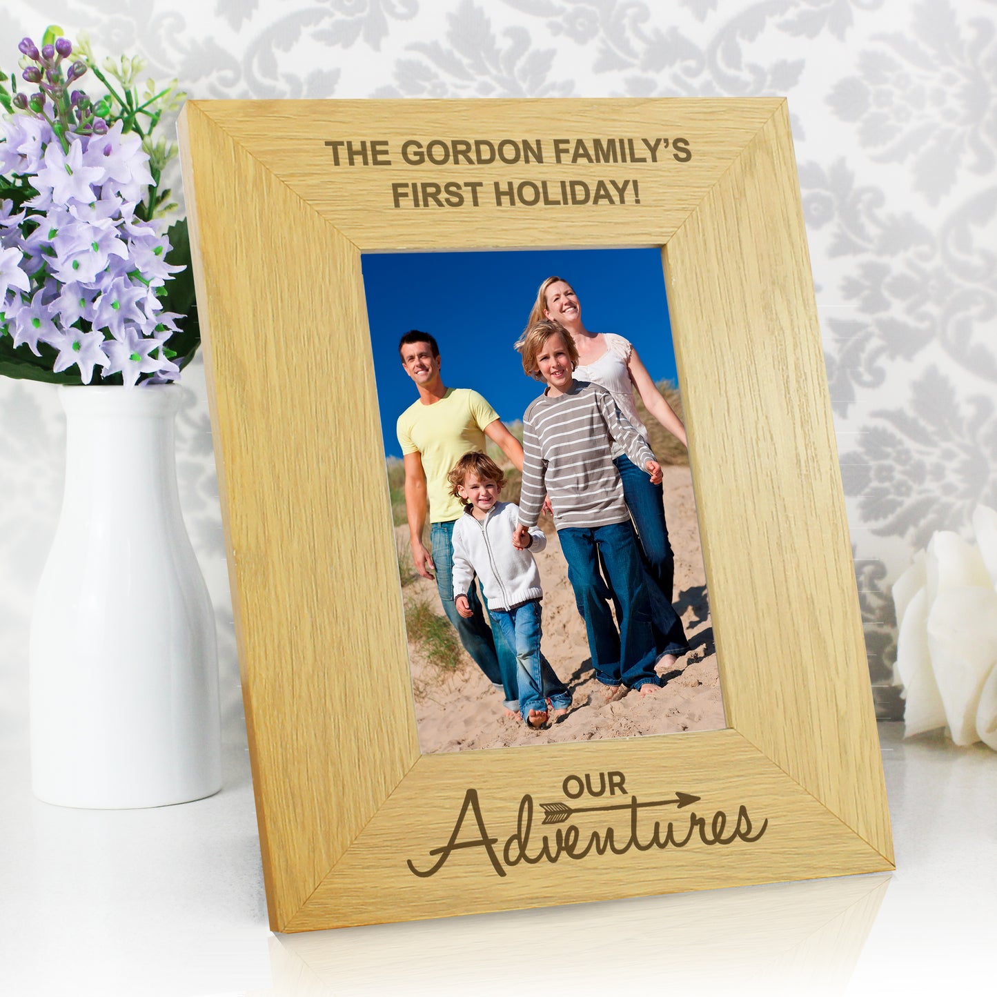Personalised Our Adventures 6x4 Oak Finish Photo Frame - image 3