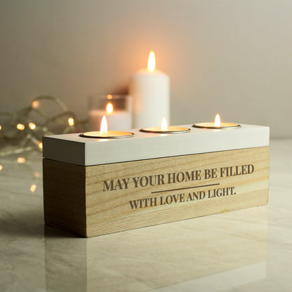 Personalised Classic Triple Tea Light Box from Heartfelt Gifts