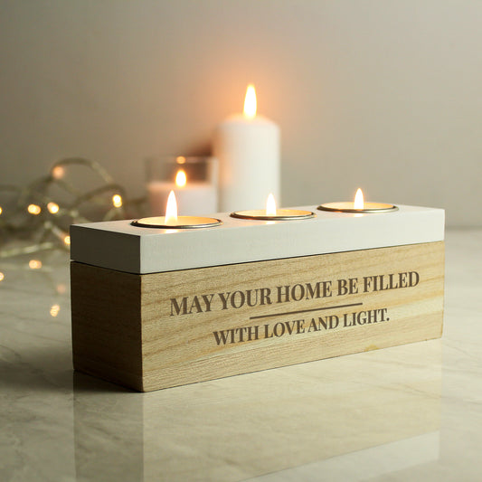 Personalised Classic Triple Tea Light Box from Heartfelt Gifts