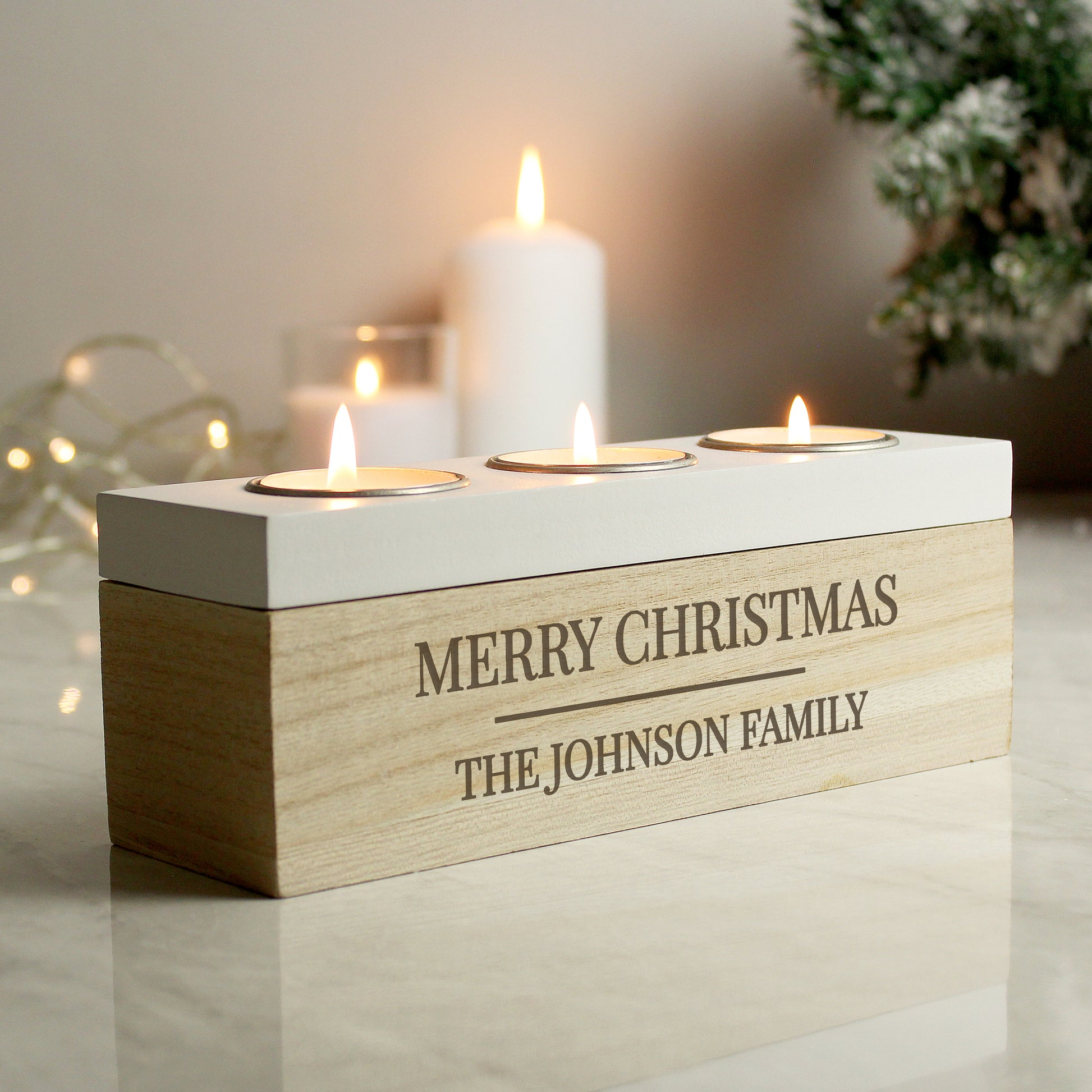 Personalised Classic Triple Tea Light Box - image 2