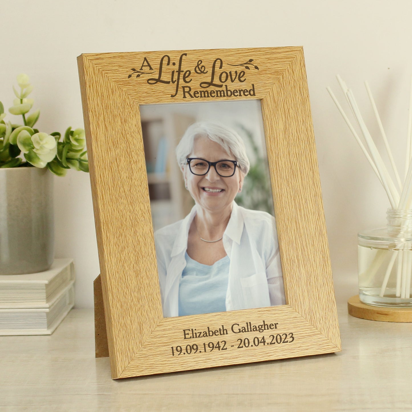Personalised Life & Love 6x4 Oak Finish Photo Frame from Heartfelt Gifts