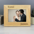 Personalised Couples 6x4 Oak Finish Photo Frame from Heartfelt Gifts