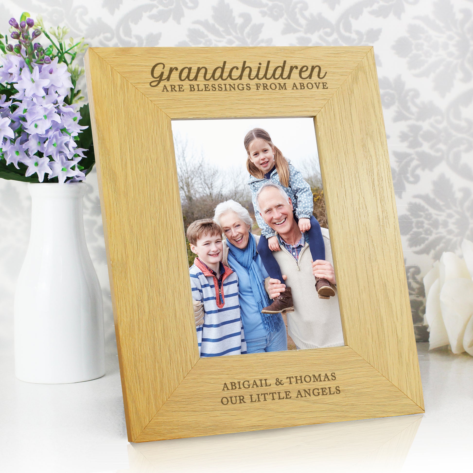 Personalised Grandchildren Are A Blessing 6x4 Oak Finish Photo Frame from Heartfelt Gifts