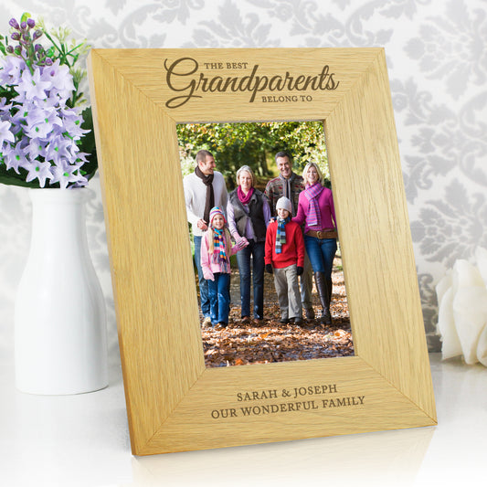 Personalised The Best Grandparents 6x4 Oak Finish Photo Frame from Heartfelt Gifts