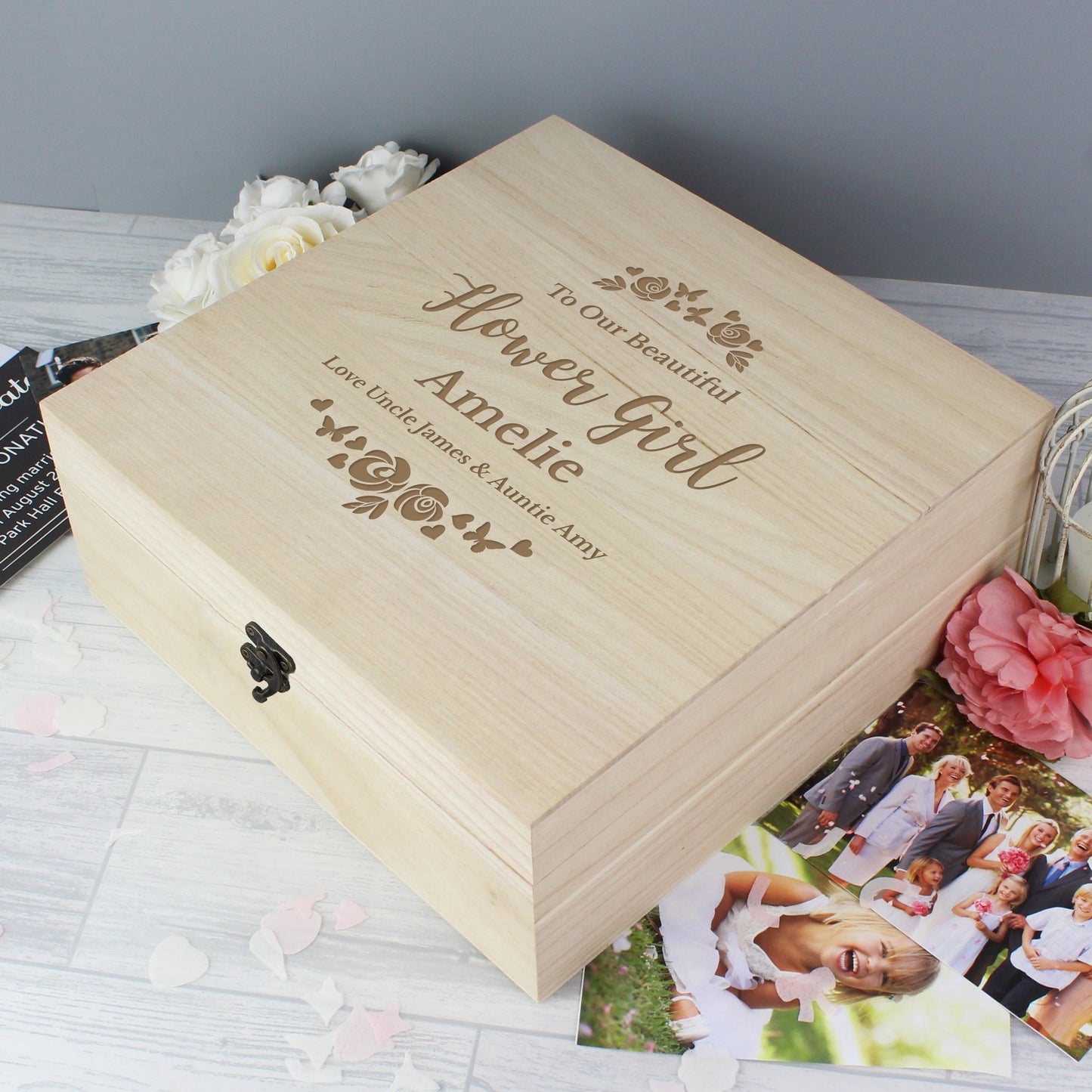 Personalised Floral Engraved Keepsake Box from Heartfelt Gifts