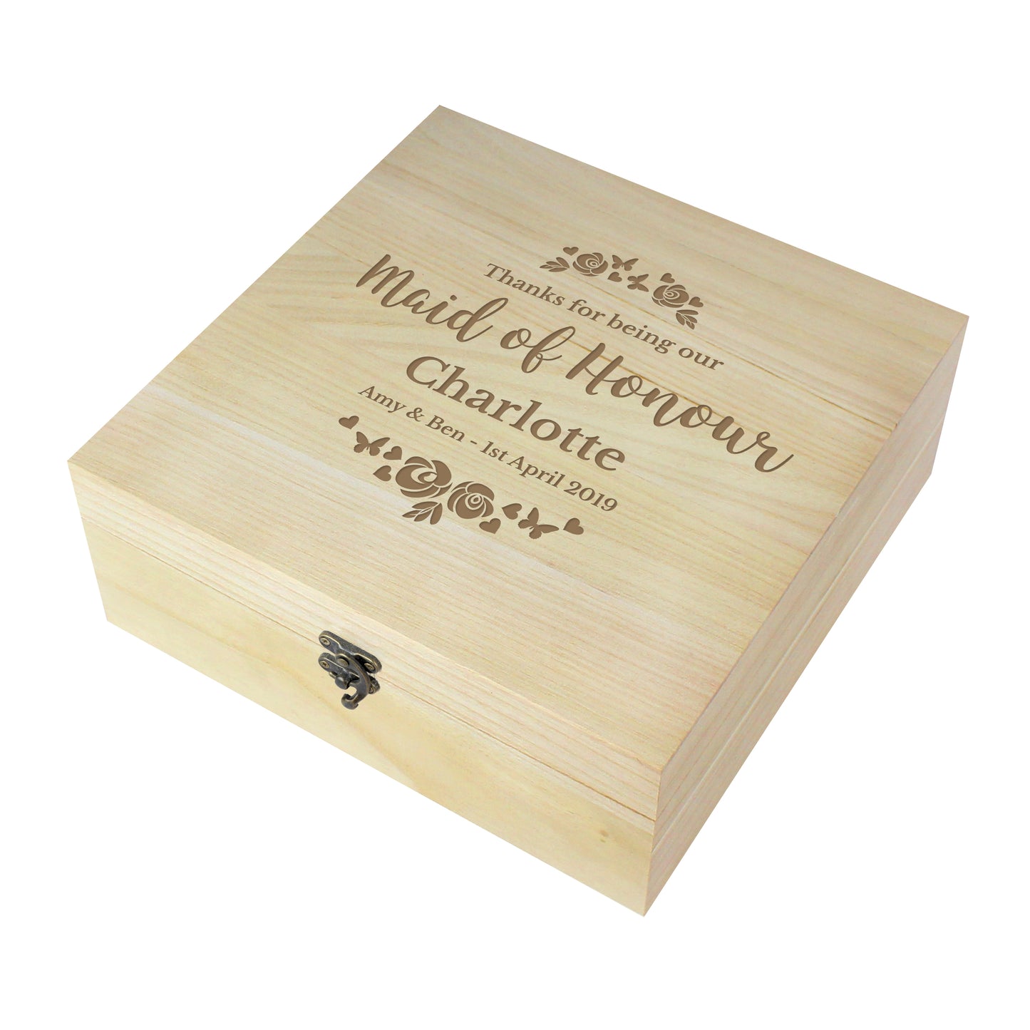 Personalised Floral Engraved Keepsake Box - image 2