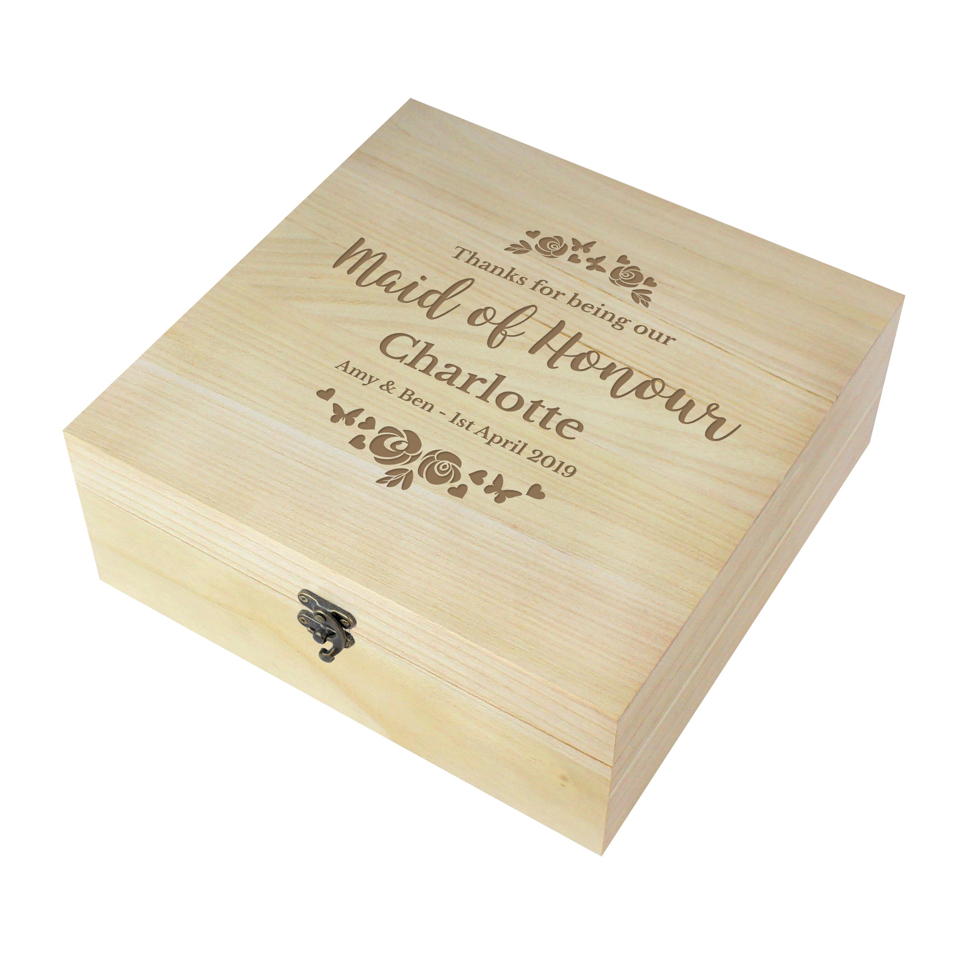 Personalised Floral Engraved Keepsake Box - image 2