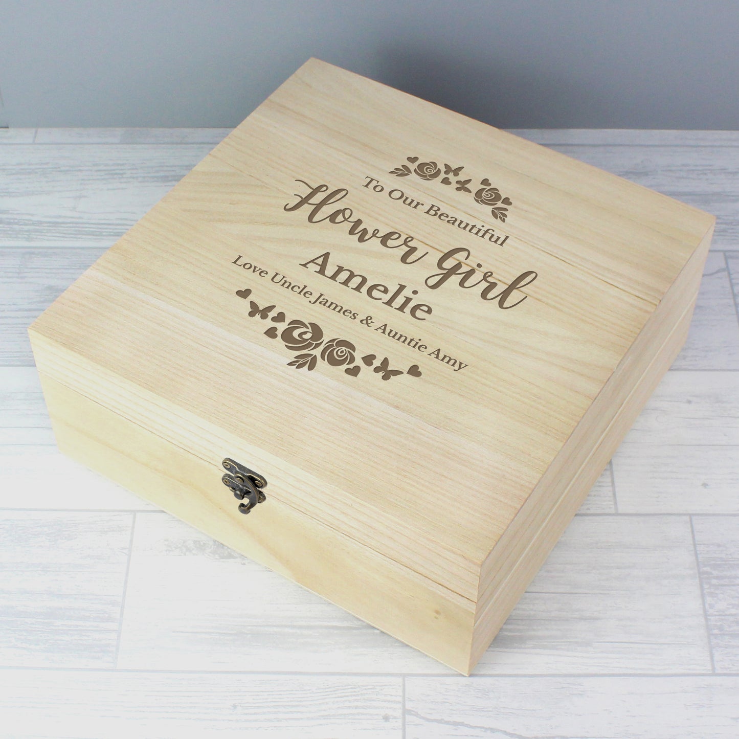 Personalised Floral Engraved Keepsake Box - image 4