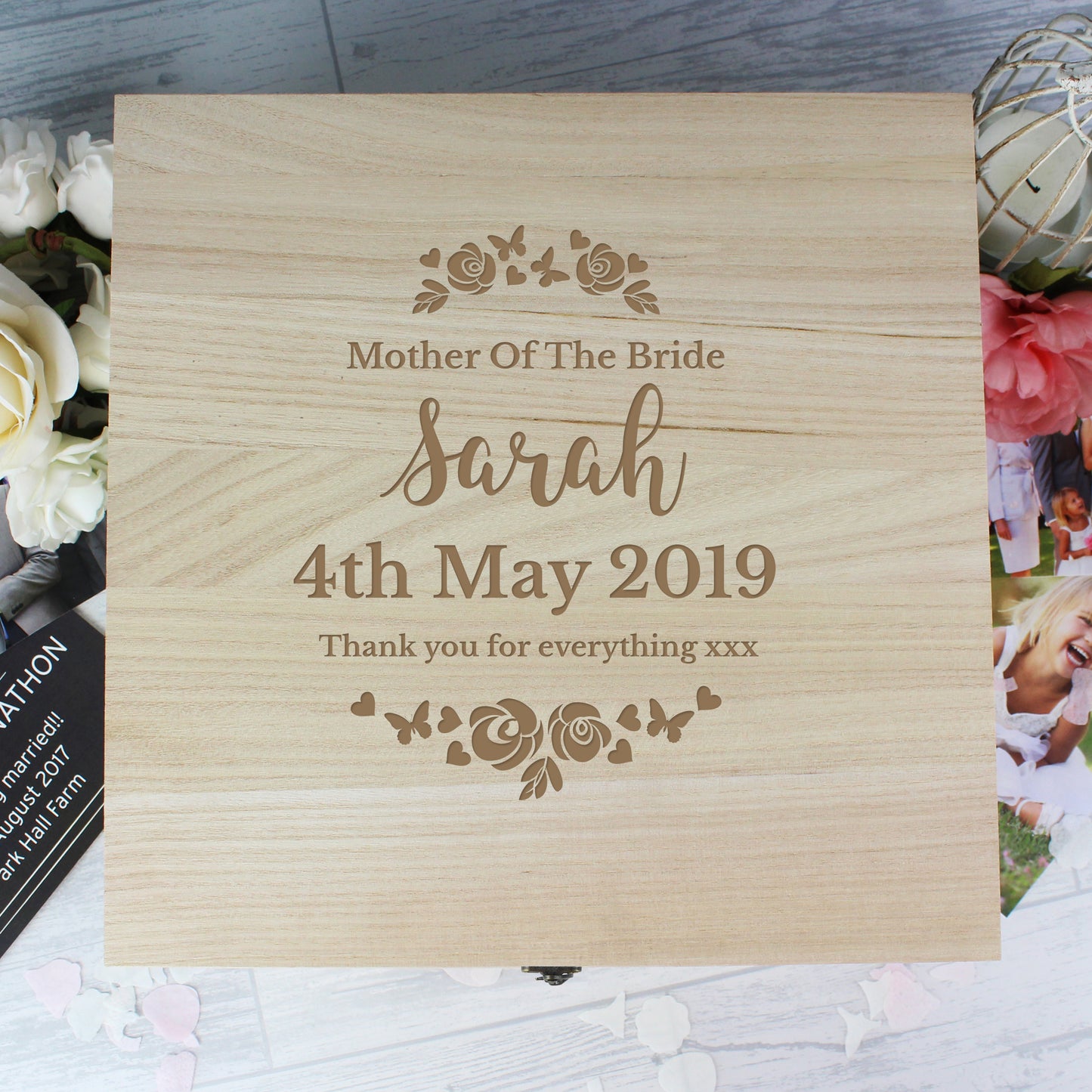 Personalised Floral Engraved Keepsake Box - image 5