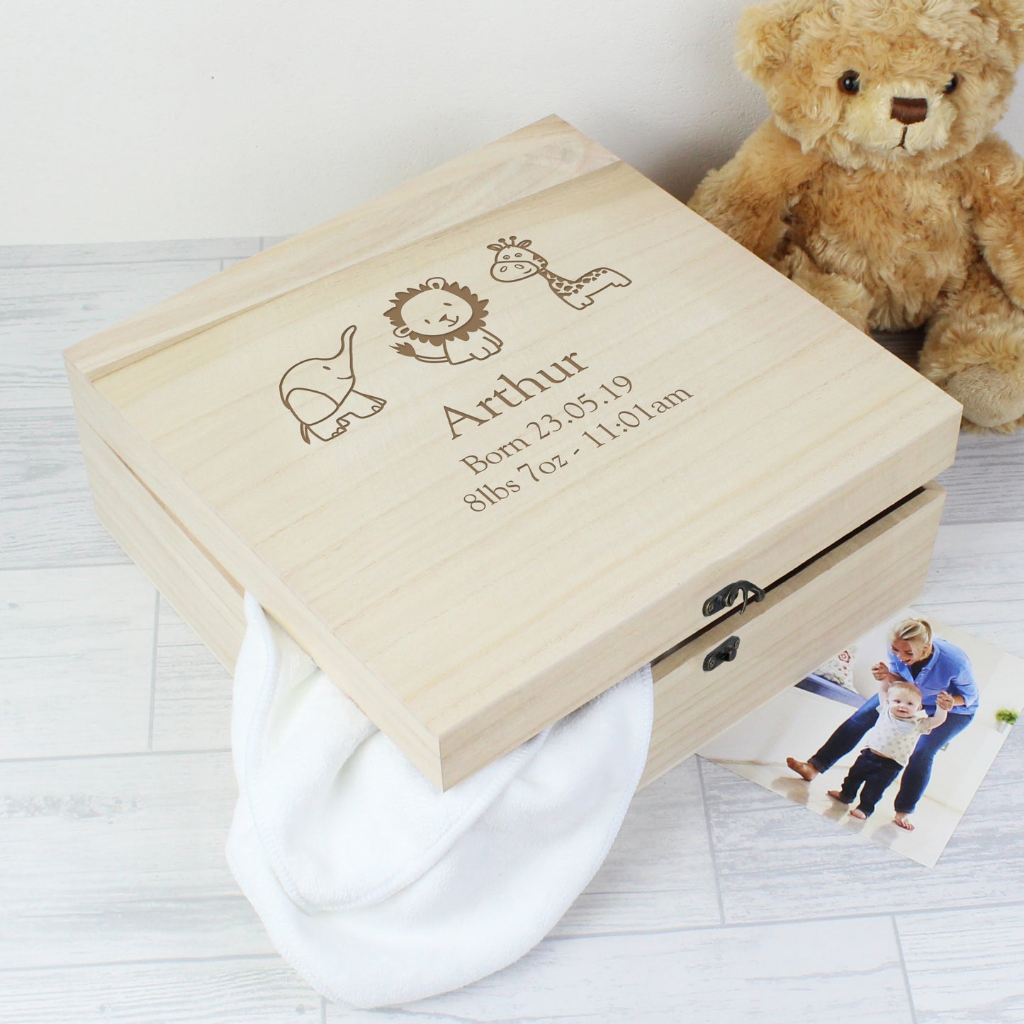 Personalised Hessian Friends Large Wooden Keepsake Box from Heartfelt Gifts