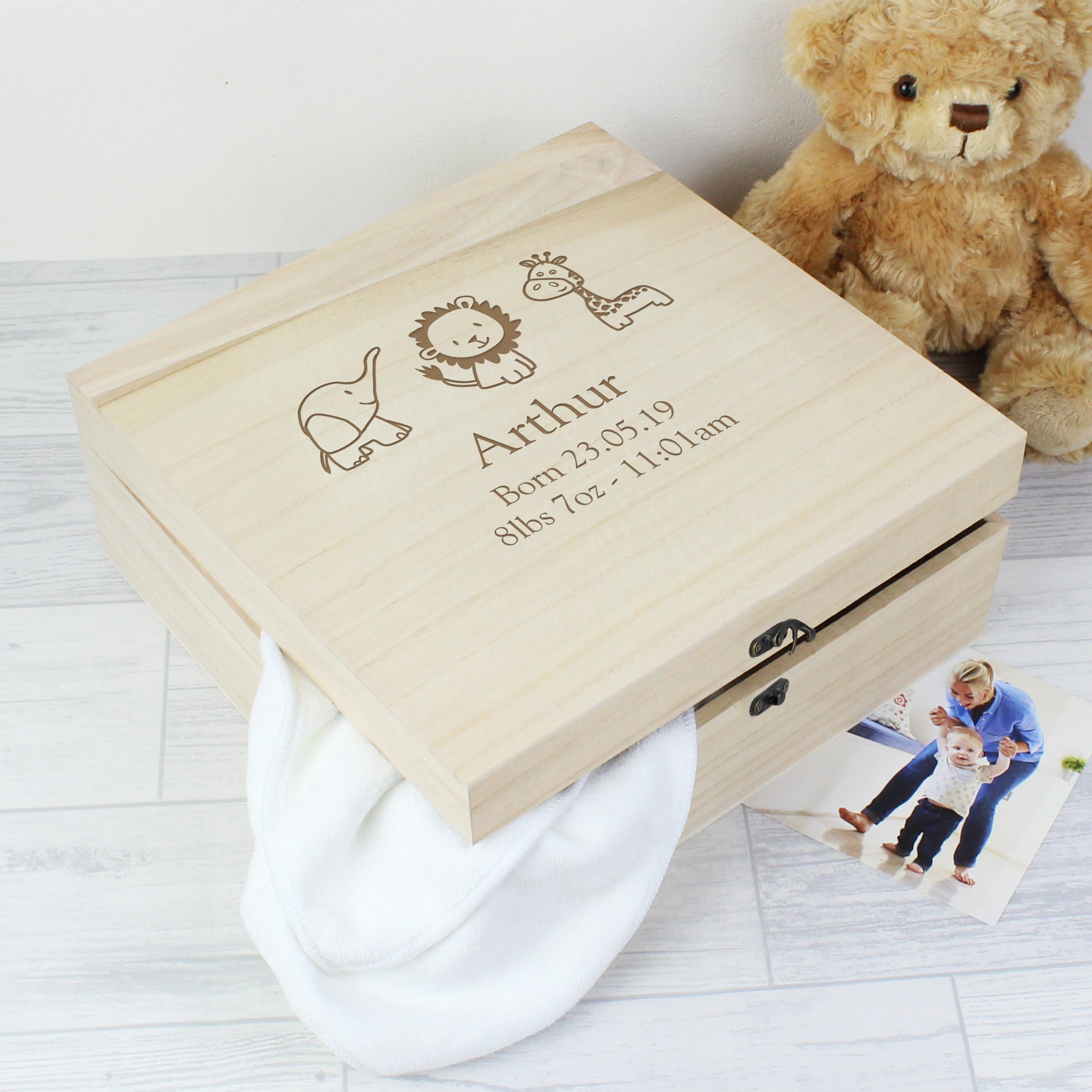 Personalised Hessian Friends Large Wooden Keepsake Box from Heartfelt Gifts