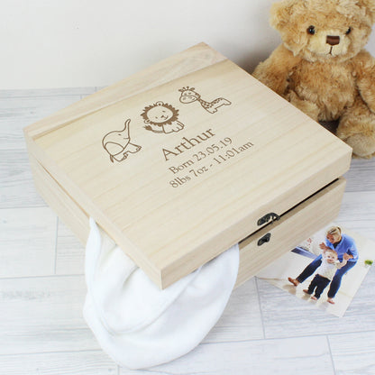 Personalised Hessian Friends Large Wooden Keepsake Box from Heartfelt Gifts