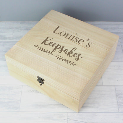 Personalised Floral Large Wooden Keepsake Box from Heartfelt Gifts