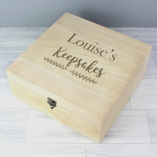 Personalised Floral Large Wooden Keepsake Box from Heartfelt Gifts