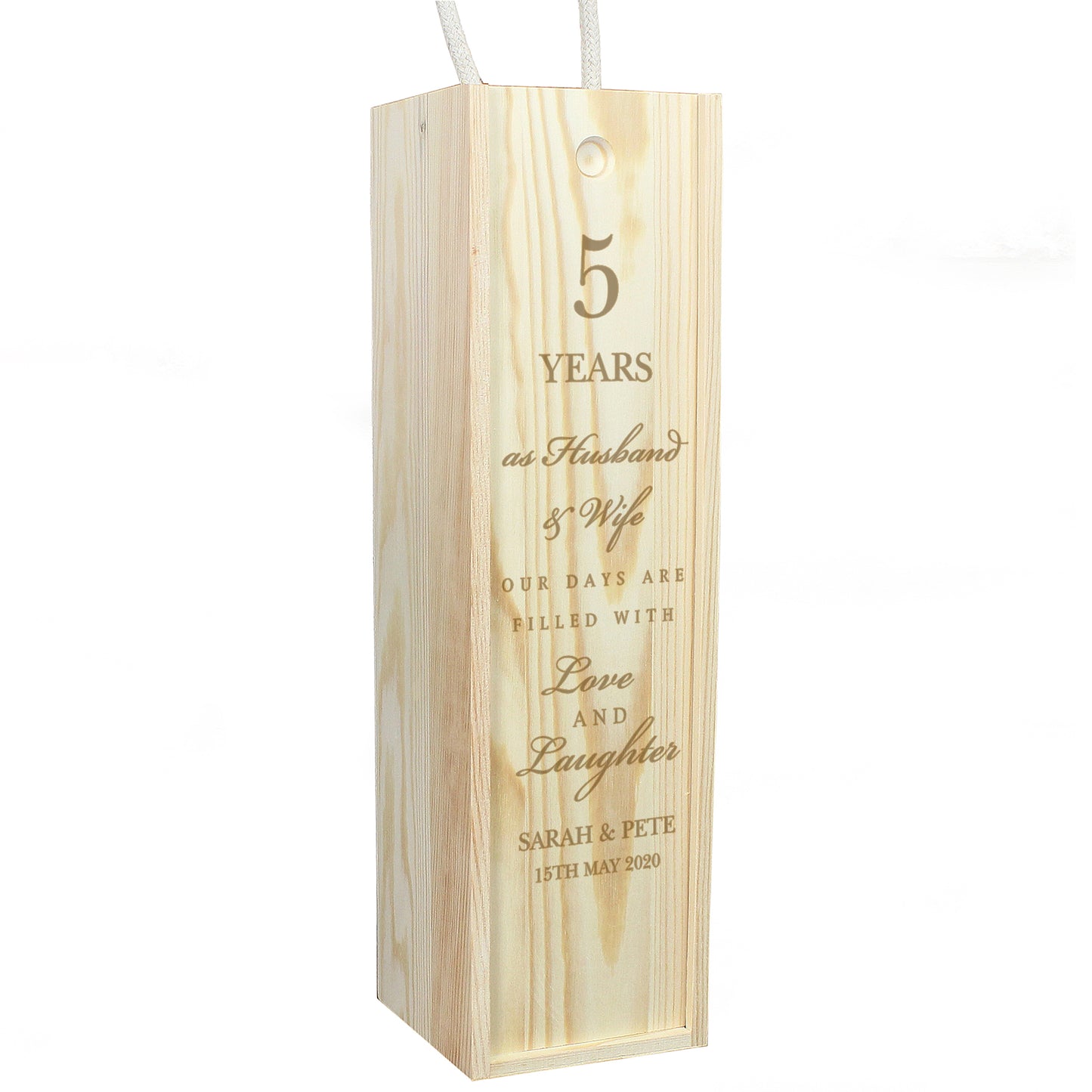 Personalised Anniversary Wooden Wine Bottle Box - image 2