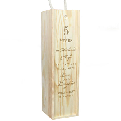 Personalised Anniversary Wooden Wine Bottle Box - image 2