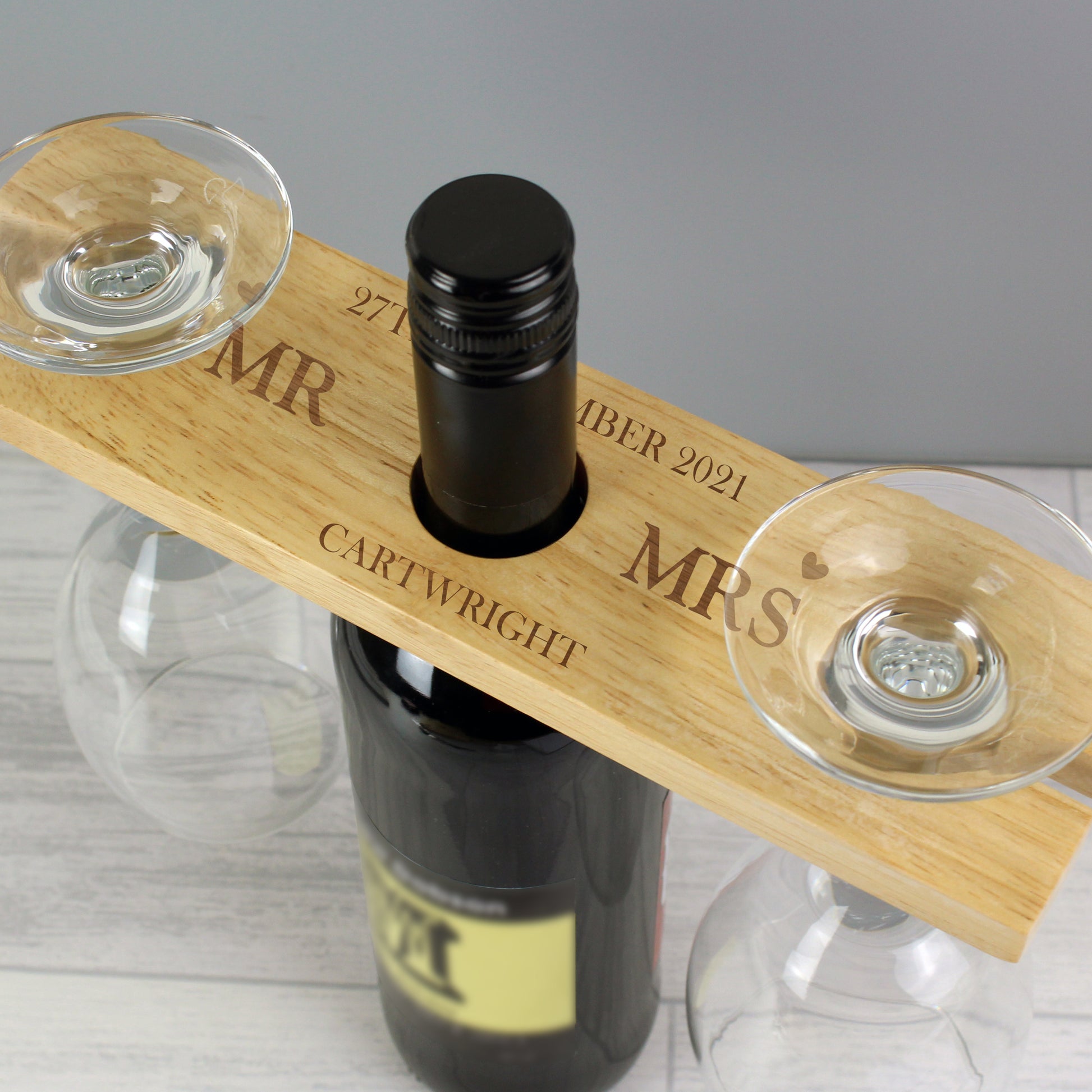 Personalised Married Couple Wine Glass & Bottle Holder from Heartfelt Gifts