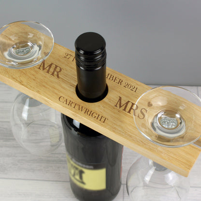 Personalised Married Couple Wine Glass & Bottle Holder from Heartfelt Gifts