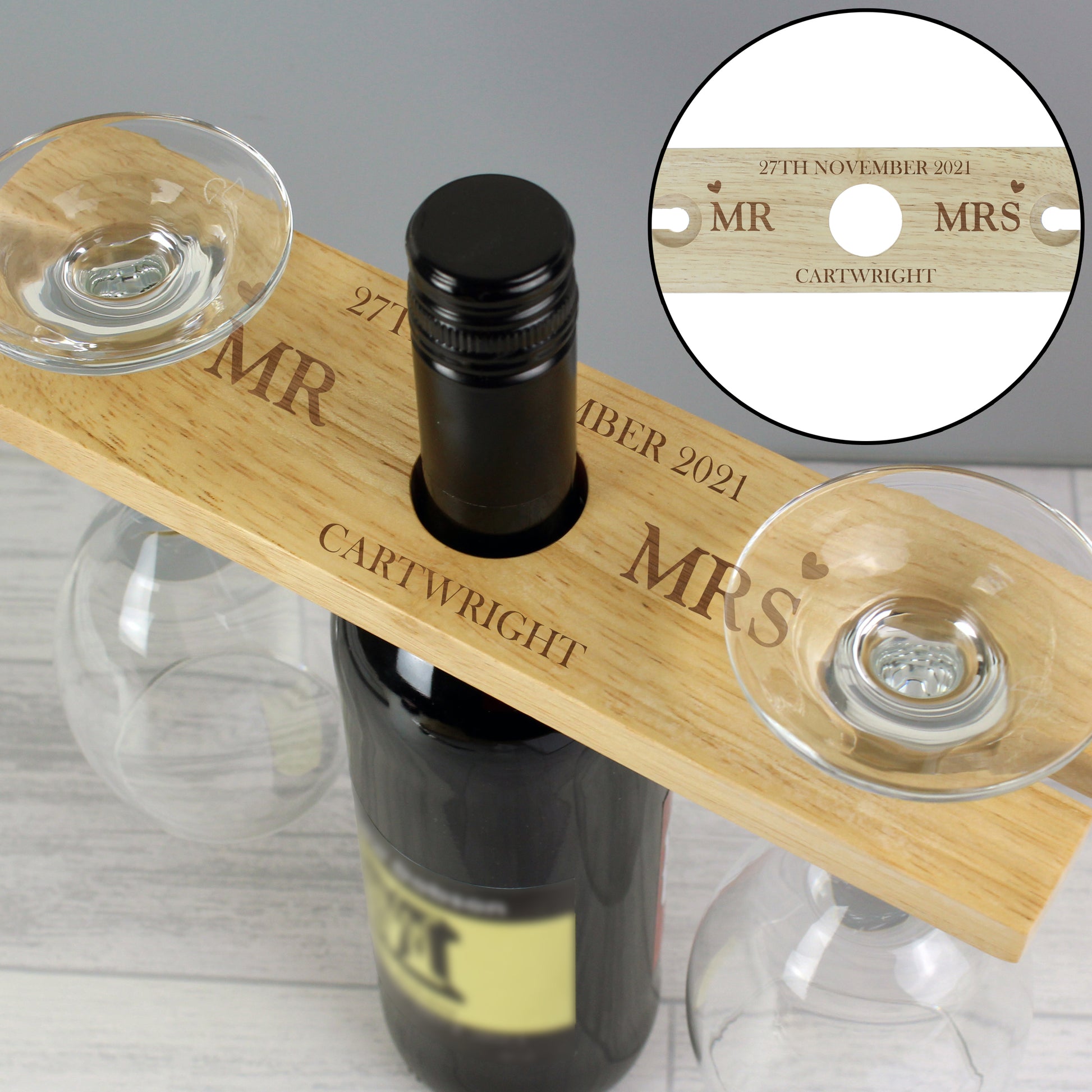 Personalised Married Couple Wine Glass & Bottle Holder - image 6