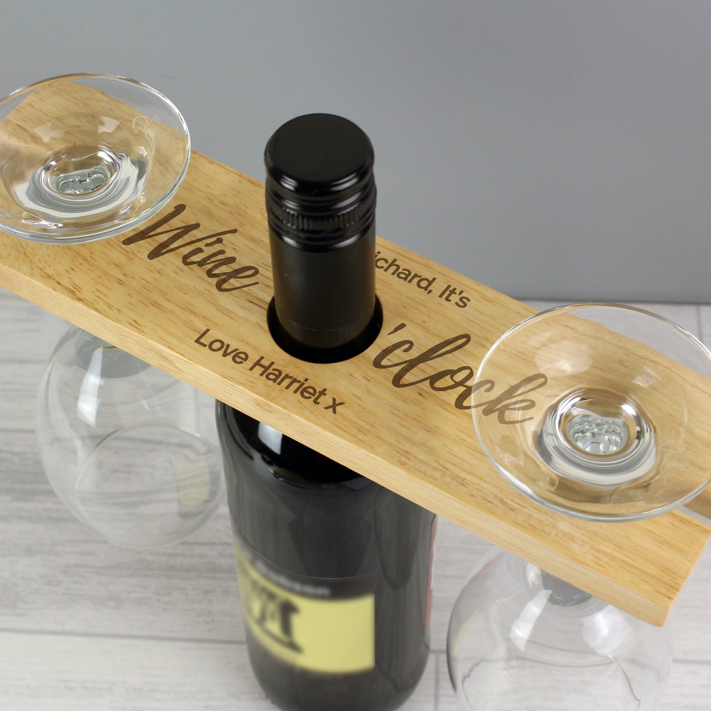 Personalised 'Wine O'clock' Wine Glass & Bottle Holder - image 3