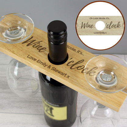 Personalised 'Wine O'clock' Wine Glass & Bottle Holder - image 4