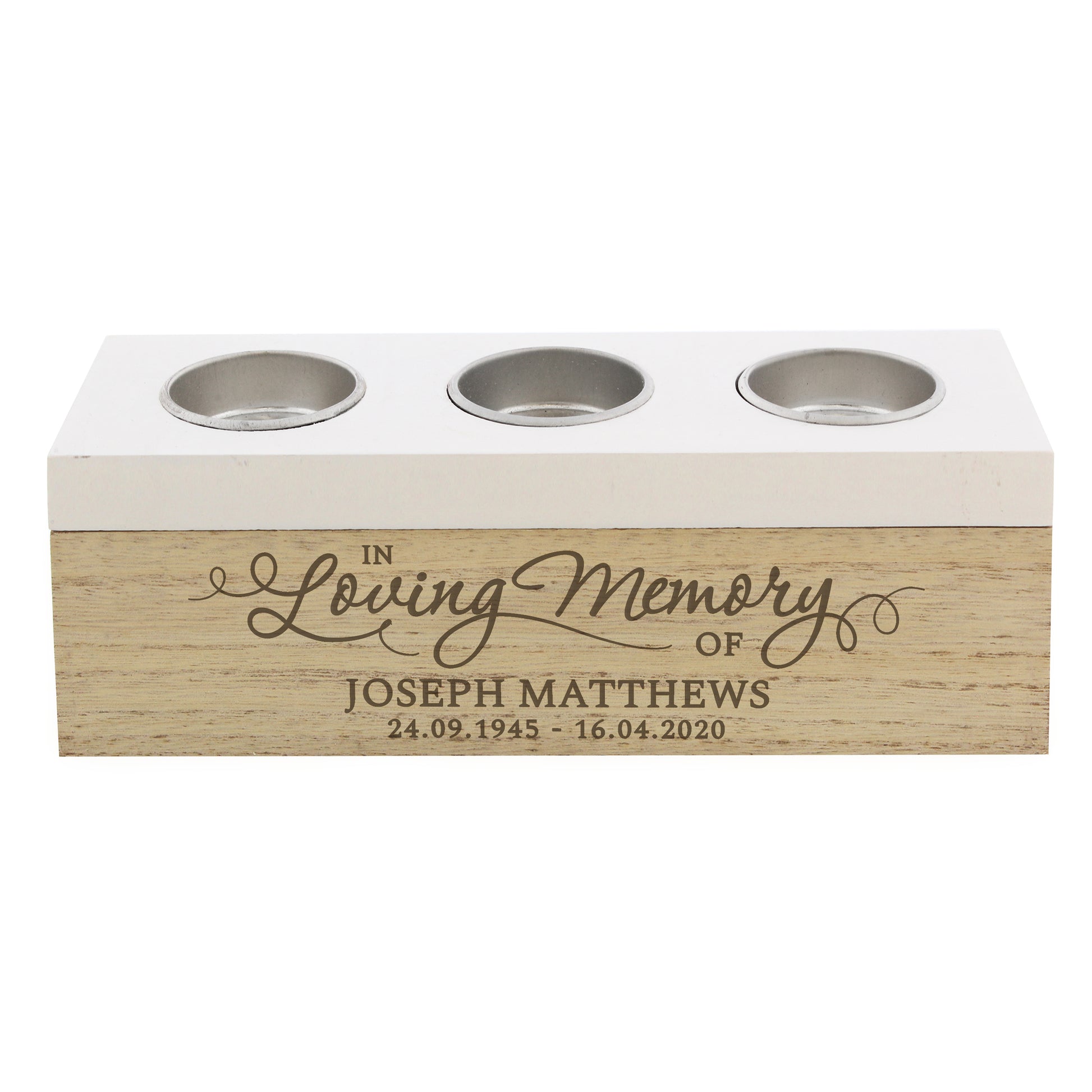 Personalised In Loving Memory Triple Tea Light Box - image 2
