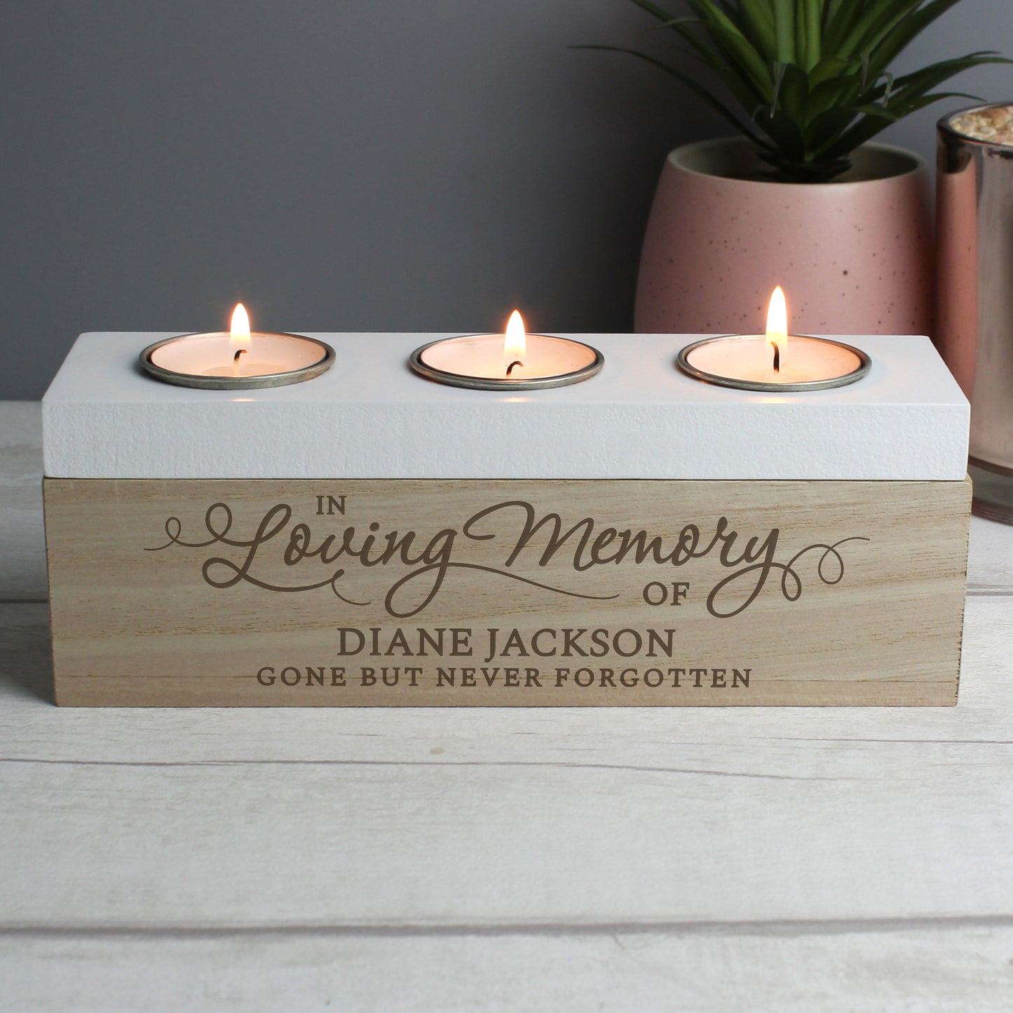 Personalised In Loving Memory Triple Tea Light Box - image 5