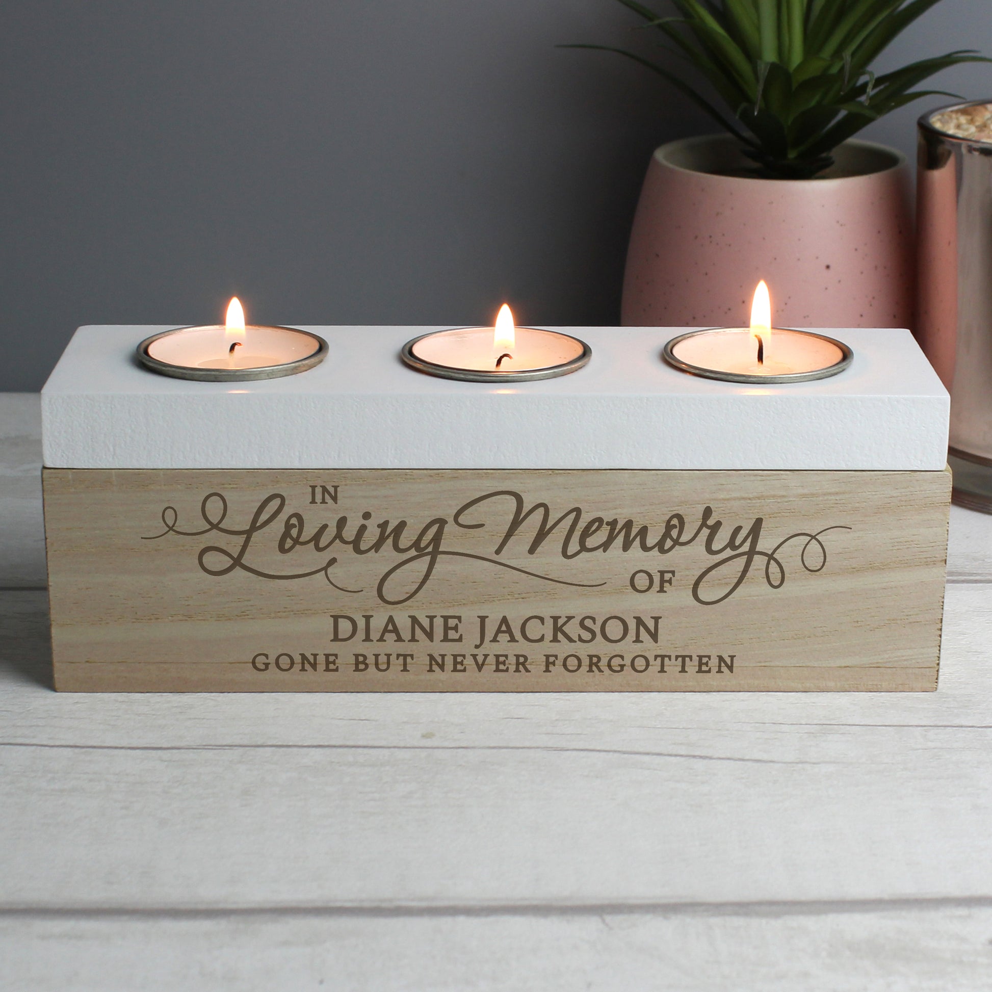 Personalised In Loving Memory Triple Tea Light Box - image 5