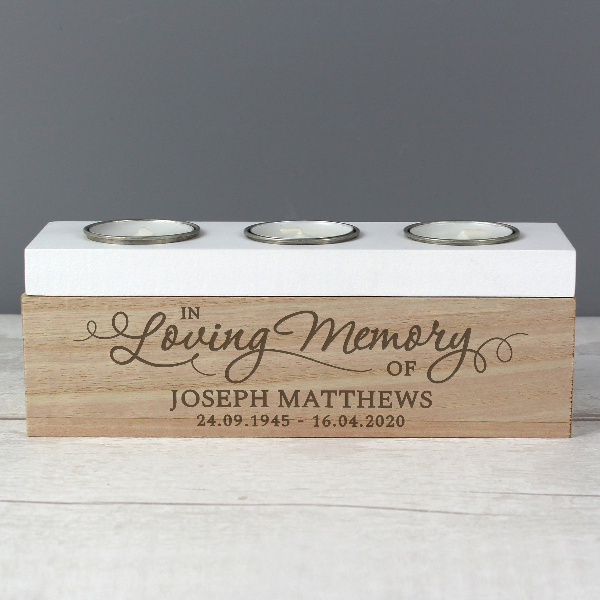 Personalised In Loving Memory Triple Tea Light Box - image 6