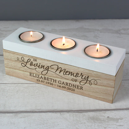 Personalised In Loving Memory Triple Tea Light Box - image 7
