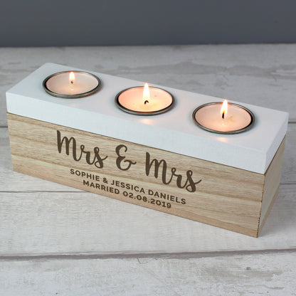 Personalised Free Text Triple Tea Light Box - image 2