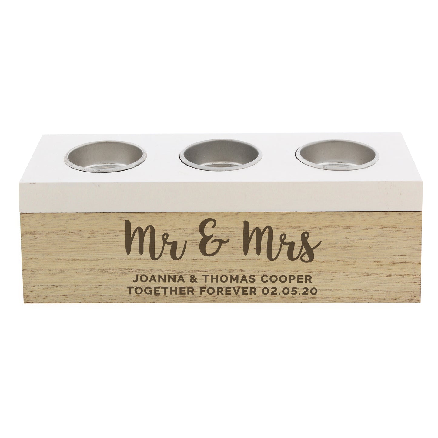 Personalised Free Text Triple Tea Light Box - image 4