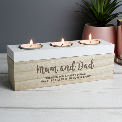 Personalised Free Text Triple Tea Light Box - image 6