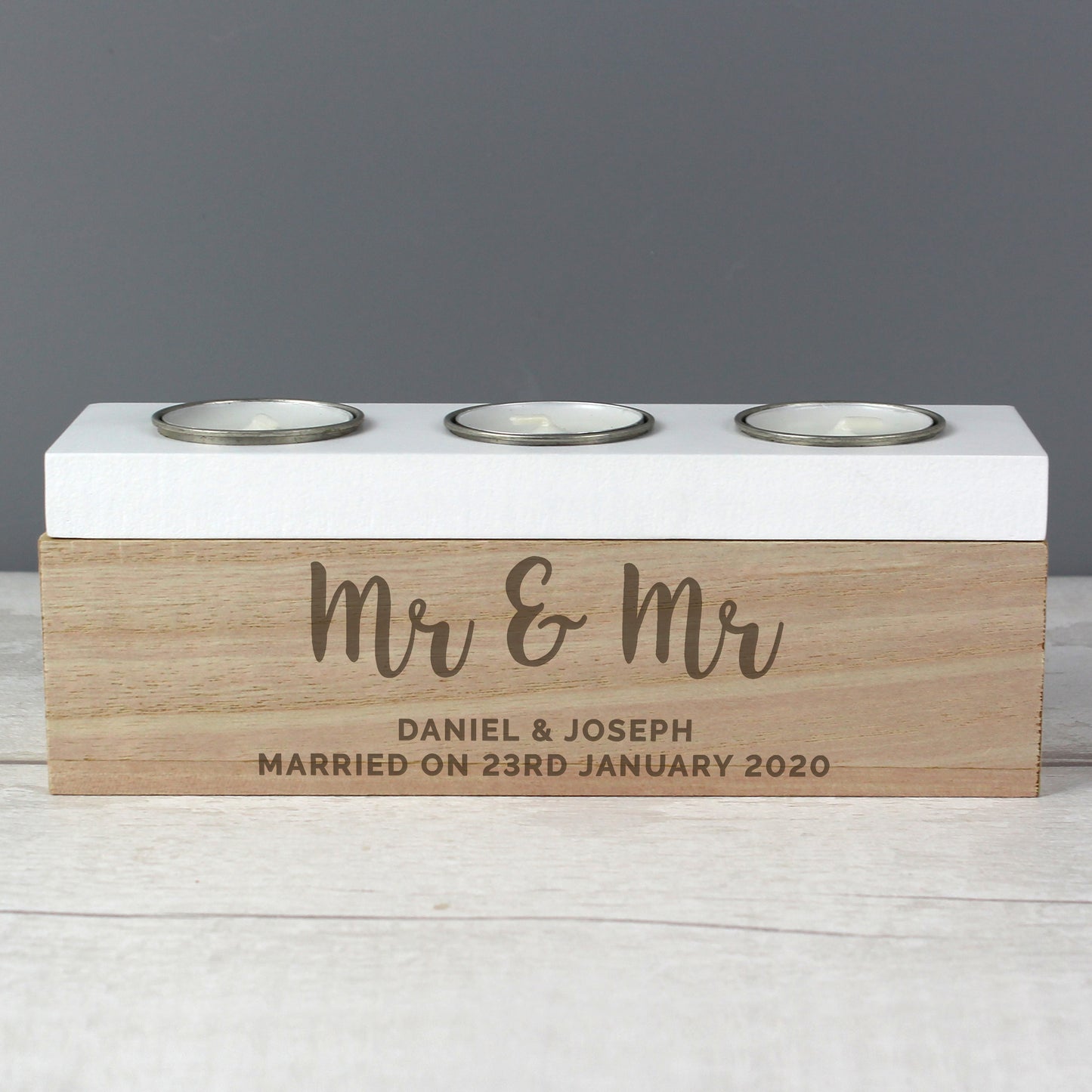 Personalised Free Text Triple Tea Light Box - image 9