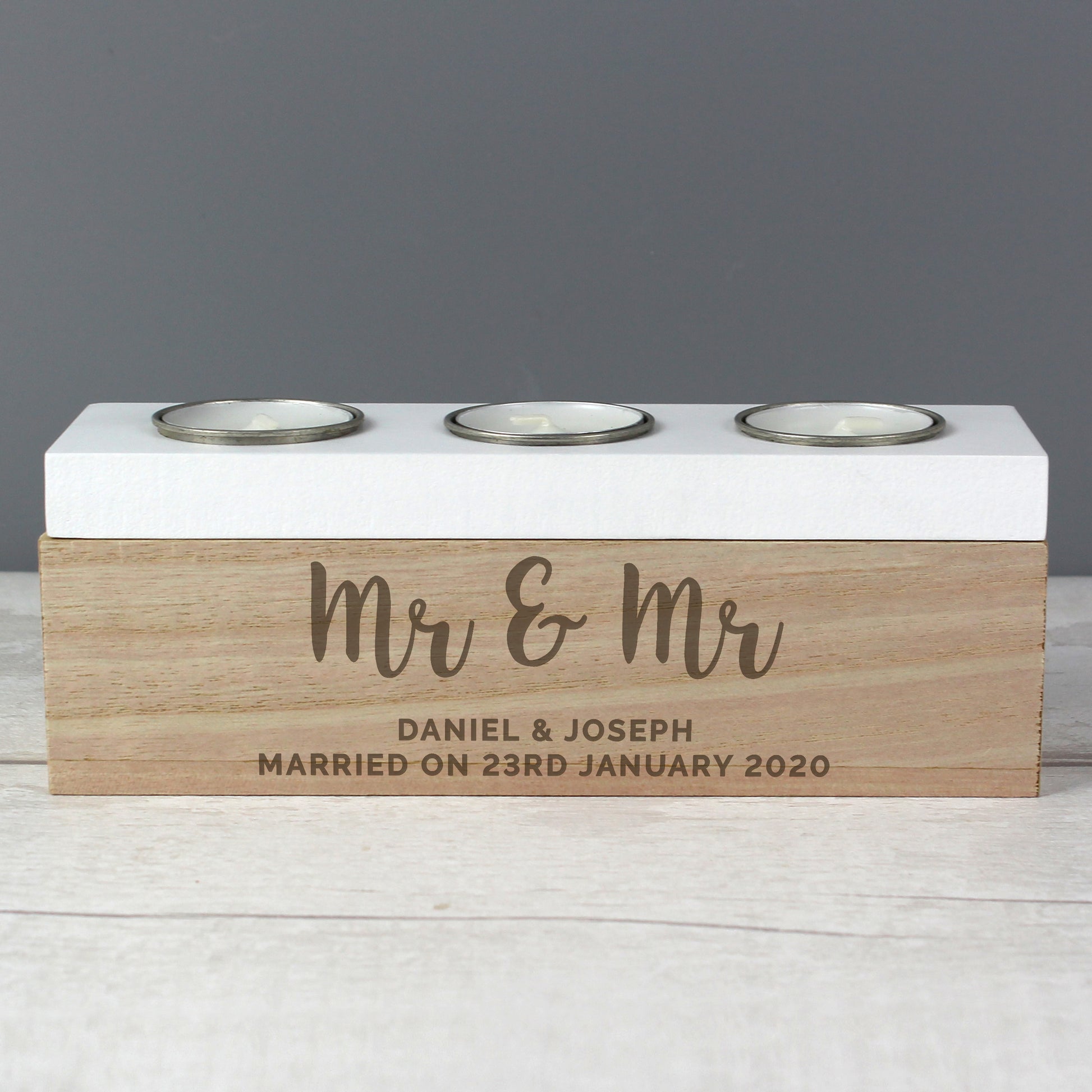 Personalised Free Text Triple Tea Light Box - image 9