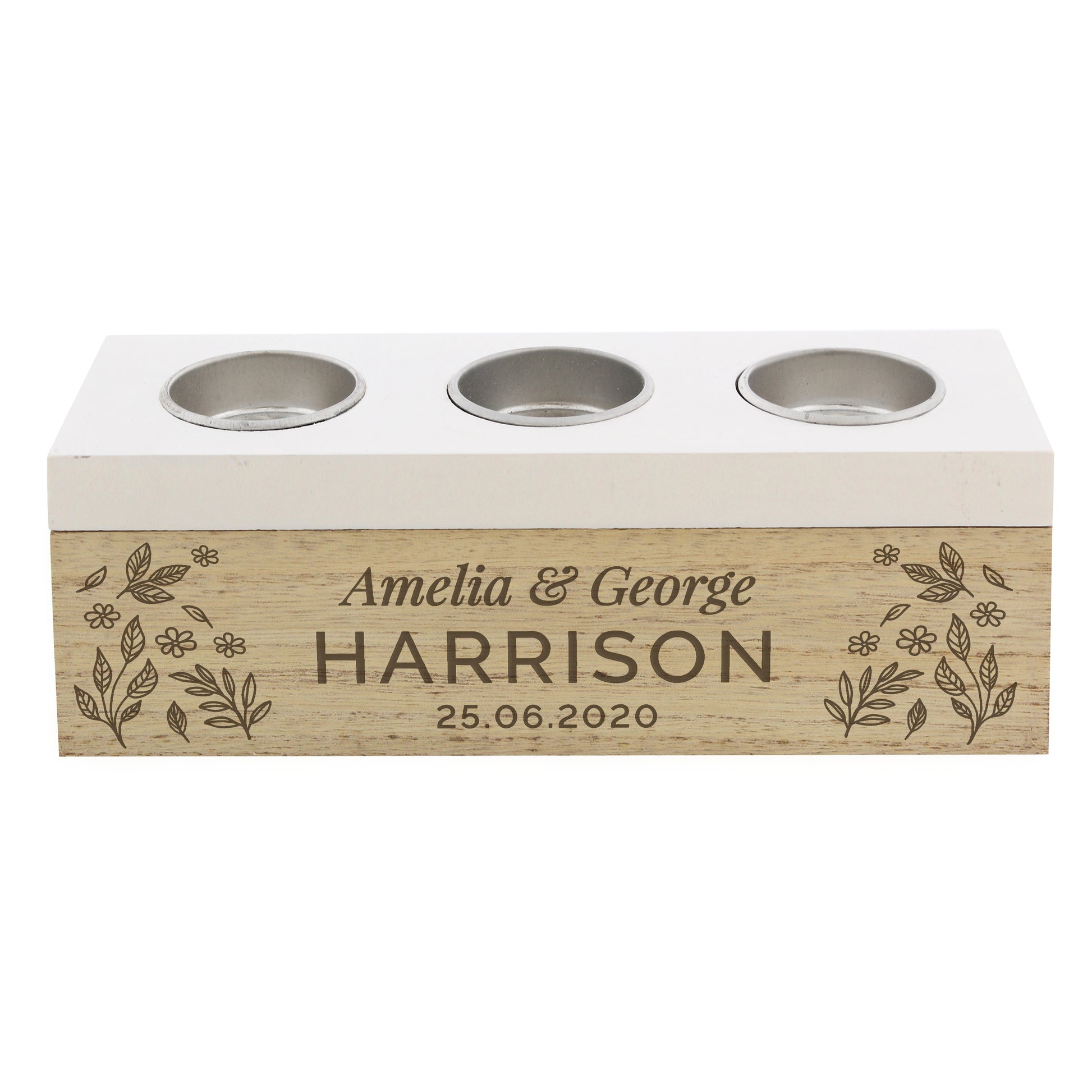 Personalised Floral Triple Tea Light Box - image 2