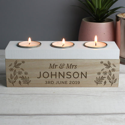 Personalised Floral Triple Tea Light Box - image 3