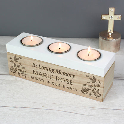 Personalised Floral Triple Tea Light Box - image 4