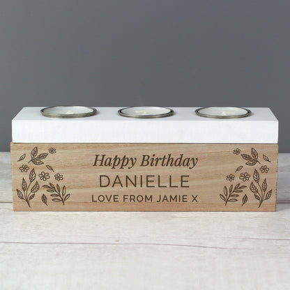 Personalised Floral Triple Tea Light Box - image 6