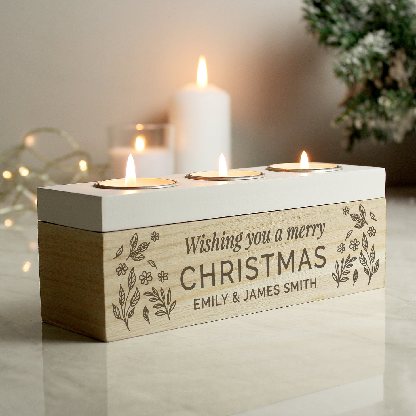 Personalised Floral Triple Tea Light Box - image 9
